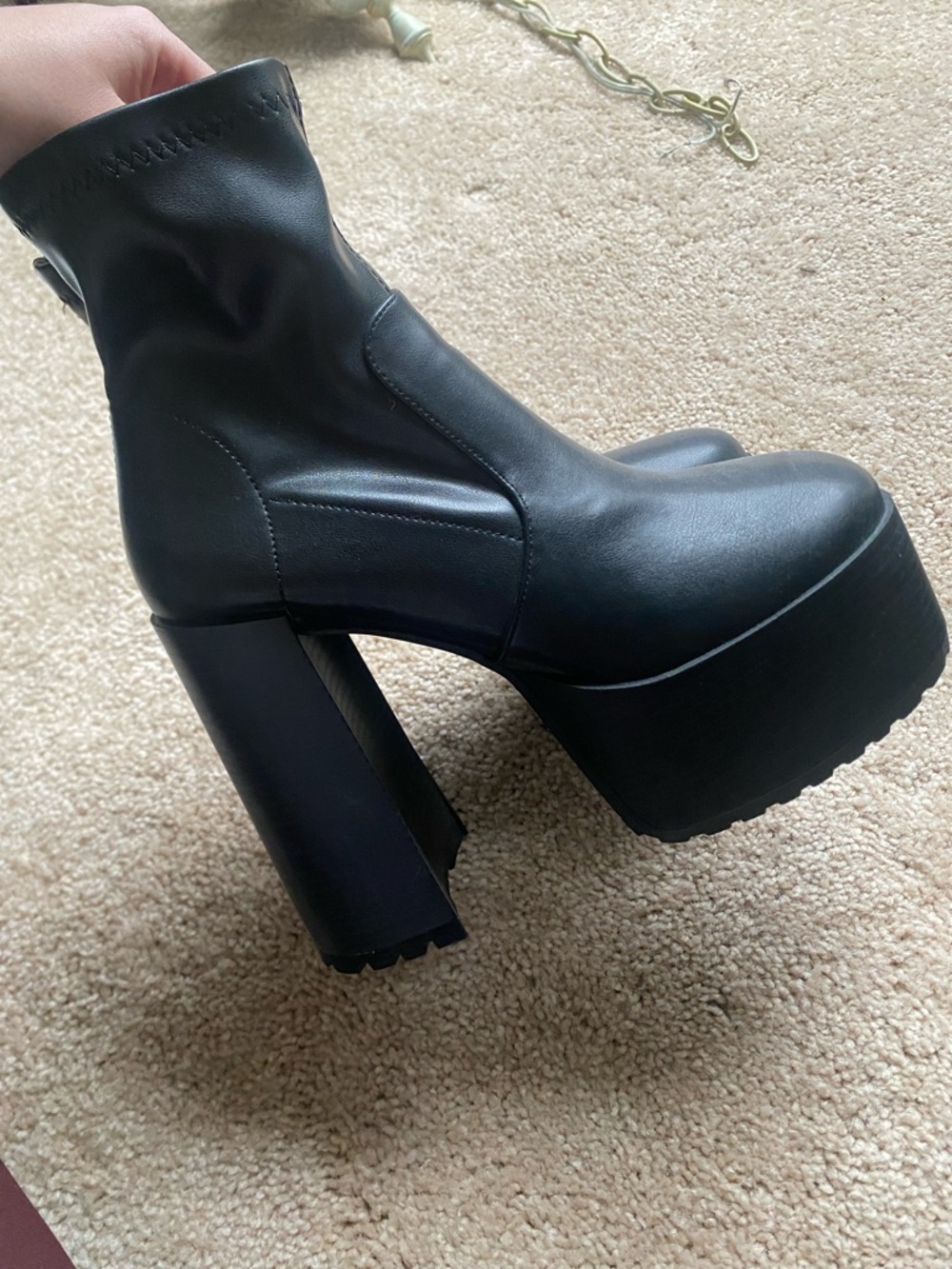 Shoe Dazzle Black Platform Block Heel Ankle Boots